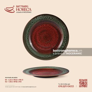Đĩa 2 lá sâu lòng - Dưa Hấu - Men hoả biến