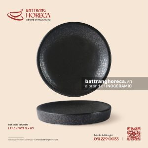 Đĩa bánh giày phẳng 21,5cm - Thiết Huyền - Men hoả biến