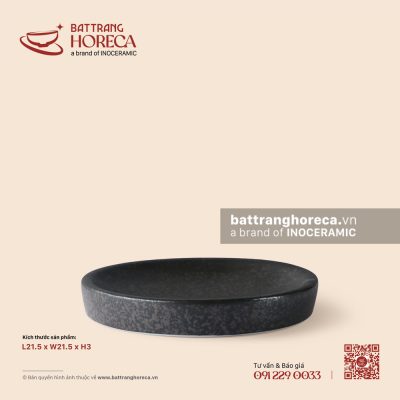 Đĩa bánh giày phẳng 21,5cm – Thiết Huyền – Men hoả biến