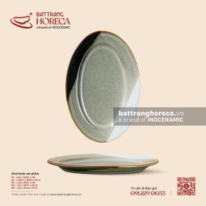 Đĩa xoài 22 x 12cm - Địa Nhã - Men hoả biến