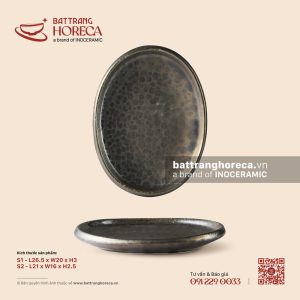 Đĩa bầu dục gờ - Huyền Kim - Men hoả biến
