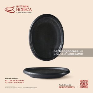 Đĩa bầu dục gờ - Thiết Huyền - Men hoả biến