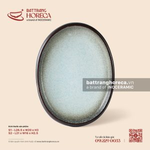 Đĩa bầu dục gờ - Băng Dạ - Men hoả biến