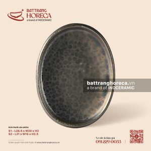 Đĩa bầu dục gờ - Huyền Kim - Men hoả biến
