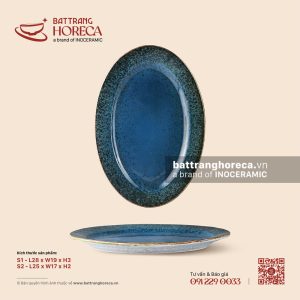 Đĩa bầu dục lá – Lam Hải – Men hoả biến