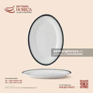 Đĩa bầu dục lá - Tịnh Tuyến - Men ngà