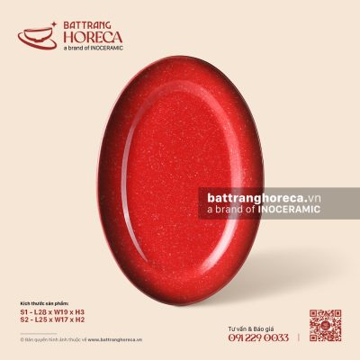 Đĩa bầu dục lá – Hồng Ngọc (Ruby) – Men hoả biến