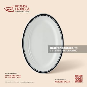 Đĩa bầu dục lá - Tịnh Tuyến - Men ngà