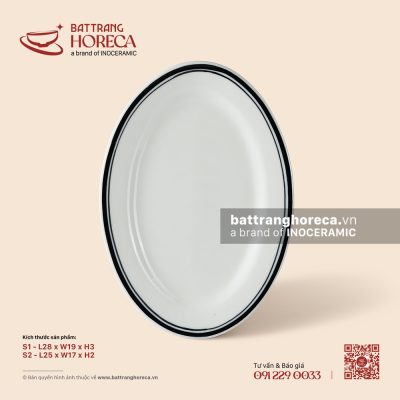 Đĩa bầu dục lá – Tịnh Tuyến – Men ngà