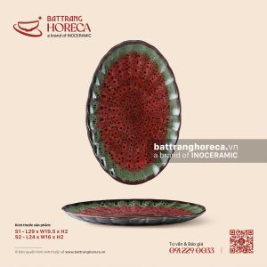 Đĩa bầu dục múi - Dưa Hấu - Men hoả biến