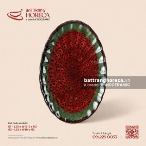 Đĩa bầu dục múi - Dưa Hấu - Men hỏa biến