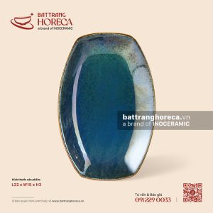 Đĩa bầu dục (oval) bo cạnh 22 x 15cm - Lam Hải