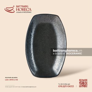 Đĩa bầu dục (oval) bo cạnh 22 x 15cm - Thiết Huyền