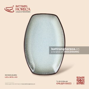 Đĩa bầu dục (oval) bo cạnh 22 x 15cm - Băng Dạ