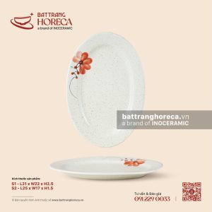 Đĩa bầu dục (oval) lá – Hoa Ban – Men tấm