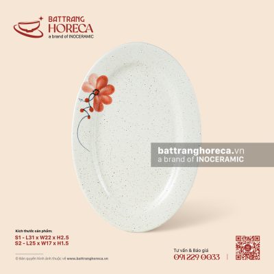 Đĩa bầu dục (oval) lá – Hoa Ban – Men tấm