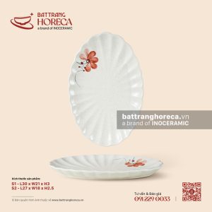 Đĩa bầu dục (oval) múi – Hoa Ban – Men tấm