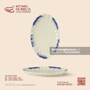 Đĩa bầu dục (oval) múi – Hương Đồng – Men ngà