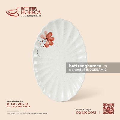 Đĩa bầu dục (oval) múi – Hoa Ban – Men tấm