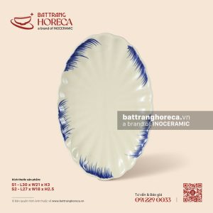 Đĩa bầu dục (oval) múi - Hương Đồng - Men ngà