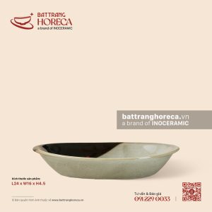 Đĩa bầu dục (oval) sâu lòng 24 x 16cm - Hạ Liên