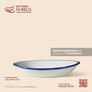 Đĩa bầu dục (oval) sâu lòng 24 x 16cm - Lam Ngư