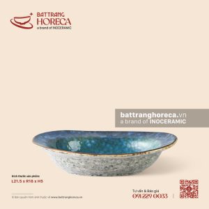 Đĩa bầu dục sâu (vành) 21,5 x 18cm - Tinh Vân