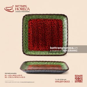 Đĩa bích quy - Dưa Hấu - Men hoả biến