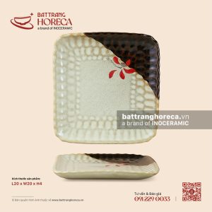 Đĩa bích quy 22cm – Hạ Liên – Men hoả biến