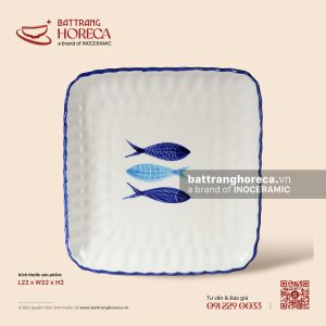 Đĩa bích quy 22cm - Lam Ngư