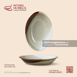 Đĩa cá bầu dục sâu lòng 45 x 24cm - Địa Nhã - Men hoả biến