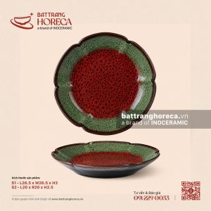 Đĩa hoa 6 cánh - Dưa Hấu - Men hoả biến