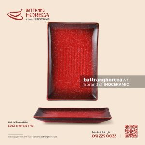 Đĩa chữ nhật 26,5 x 16,5cm - Hồng Ngọc (Ruby) - Men hoả biến