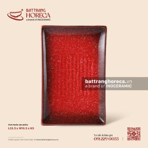 Đĩa chữ nhật 26,5 x 16,5cm - Hồng Ngọc (Ruby) - Men hoả biến