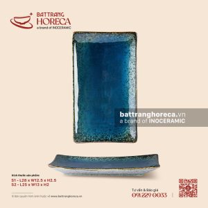Đĩa chữ nhật ảo – Lam Hải – Men hoả biến