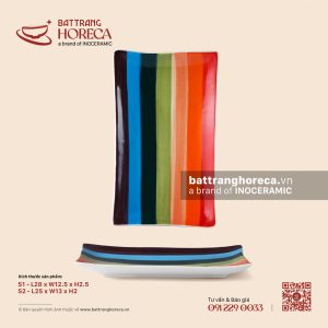 Đĩa chữ nhật ảo - Cầu Vồng - Men màu
