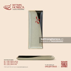Đĩa chữ nhật dài – Hạ Liên – Men hoả biến