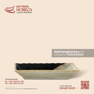 Đĩa chữ nhật miệng lượn - Hạ Liên