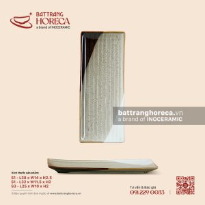 Đĩa chữ nhật vân chuối dài - Địa Nhã - Men hoả biến