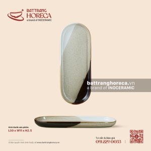 Đĩa dài sâu lòng 30 x 11.5cm - Địa Nhã - Men hoả biến