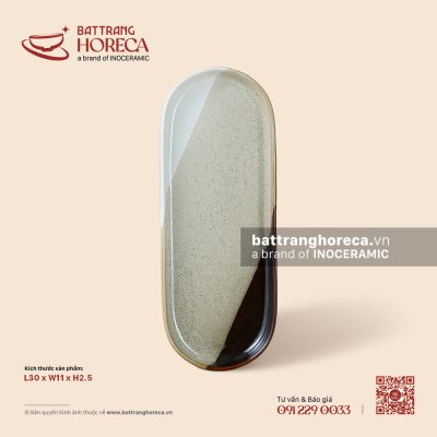 Đĩa dài sâu lòng 30 x 11.5cm – Địa Nhã – Men hoả biến