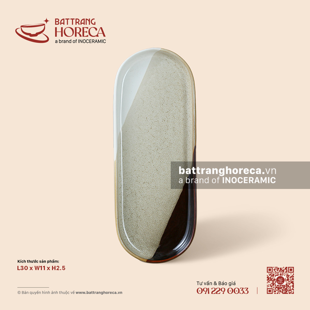 Đĩa dài sâu lòng 30 x 11.5cm - Địa Nhã - Bát Tràng Horeca Đĩa dài sâu lòng 30 x 11.5cm - Địa Nhã