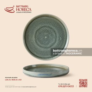 Đĩa dẹp (đĩa pizza) 25,5cm - Mộc Lâm - Men hoả biến