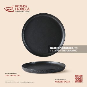 Đĩa dẹp (đĩa pizza) 25,5cm - Thiết Huyền - Men hoả biến