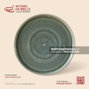 Đĩa dẹp (đĩa pizza) 25,5cm - Mộc Lâm - Men hoả biến