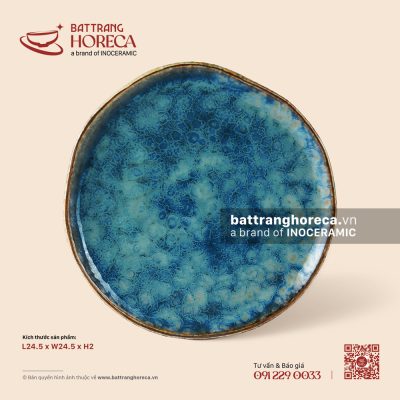Đĩa dẹp méo 24,5cm – Tinh Vân – Men hoả biến