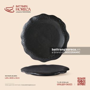 Đĩa hạt cườm vành hoa 25cm - Thiết Huyền - Men hoả biến