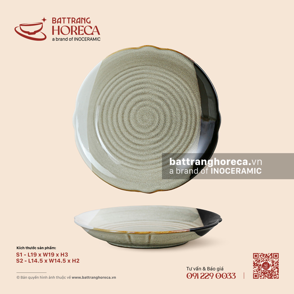Đĩa hoa - Địa Nhã - Men hoả biến - Bát Tràng Horeca Đĩa hoa - Địa Nhã - Men hoả biến