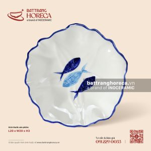 Đĩa hoa nổi 20 x 20cm - Lam Ngư