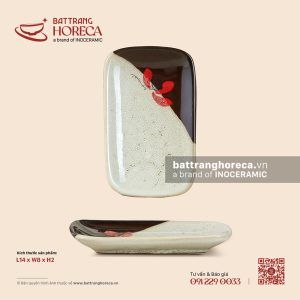 Đĩa kê khăn 14 x 8cm – Hạ Liên – Men hoả biến